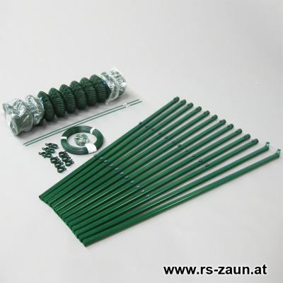 Profi-Zaunset Rundpfosten 48mm Maschendraht grün 55 x 55 x 2,5mm/15m